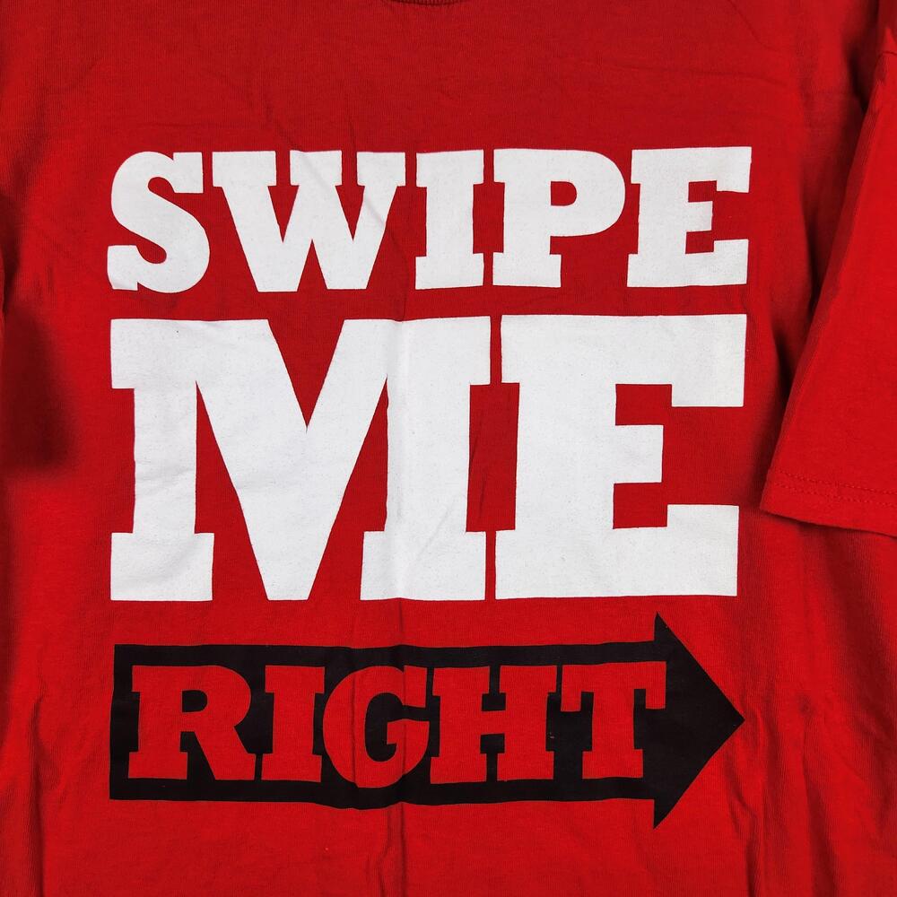 Alstyle Shirt Mens XL Red Swipe Me Right Graphic Funny Dating T-Shirt